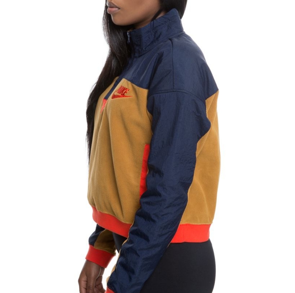 Women's Tan Blue Polar Nike Sweatshirt Pullover with Orange